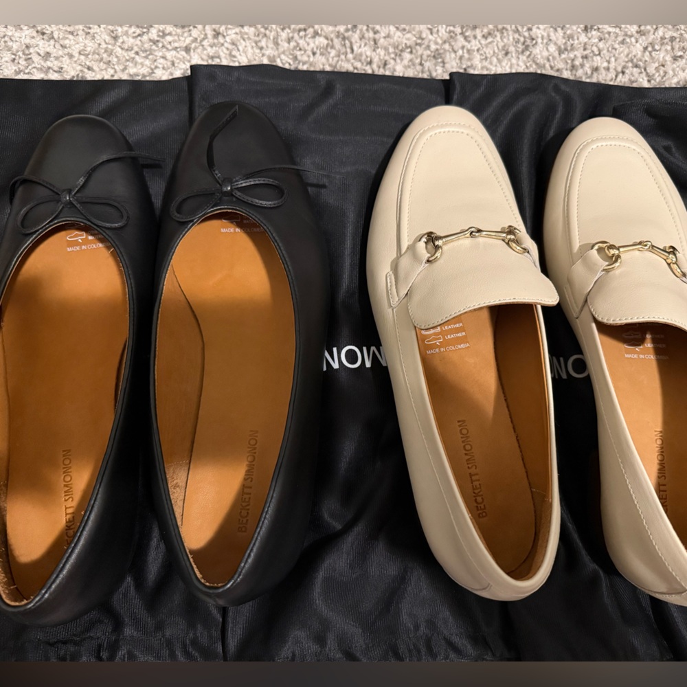 NIB Beckett Simonon Women's Black Flats and Cream Loafers